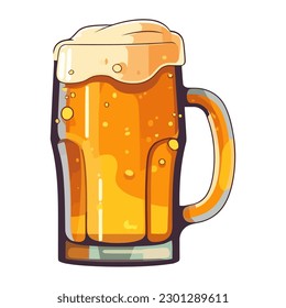 Frothy beer in yellow pint glass celebration icon isolated