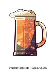 Frothy brew in pint glass, perfect celebration drink icon isolated