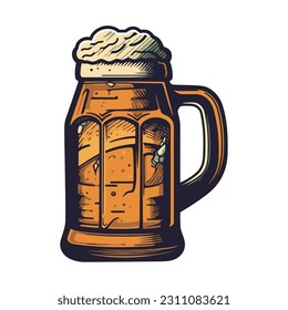 Frothy drink in beer glass icon isolated