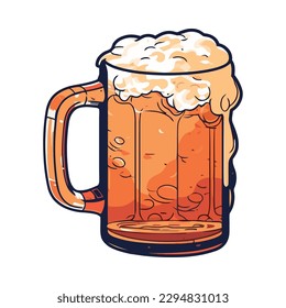 Frothy drink in gold beer glass celebration icon isolated