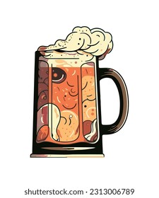 Frothy drink in pint glass icon isolated