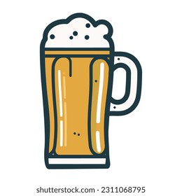 Frothy drink in pint glass isolated icon design