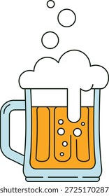 Um copo espumoso de cerveja âmbar com bolhas aumentando bebida bebida