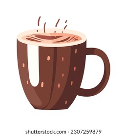 A frothy latte in a cute mug icon isolated