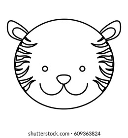 frotn view silhouette face cute tiger animal vector illustration