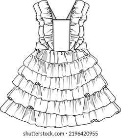 Frou Frou Ruffle Dress Vector Drawing