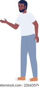 Frowning bearded man arguing and gesturing semi flat color vector character. Editable figure. Full body person on white. Simple cartoon style spot illustration for web graphic design and animation