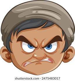 Frowning cartoon face with intense expression