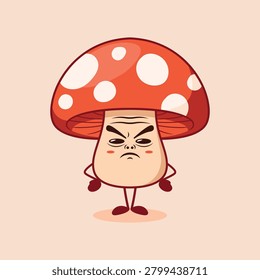 The frowning expression shown by the Red Mushroom carrot character