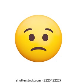 Icono de Face 3d de Frowning. El emoji amarillo triste con el fuerte ceño. Preocupación, decepción y tristeza. Objeto aislado sobre fondo transparente