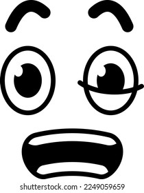 Frowning face expression cartoon doodle. Retro comic emotion