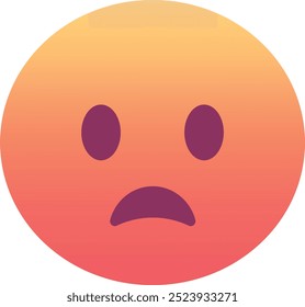 Rosto carrancudo com ícone emoji de boca aberta. Cores da moda, elemento popular que expressa surpresa ou desapontamento, muitas vezes usado nas mídias sociais. Emoticon, elemento isolado.