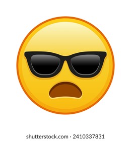 Frowning face with open mouth and sunglasses Large size of yellow emoji smile