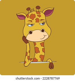 frowning giraffe vector illustration design