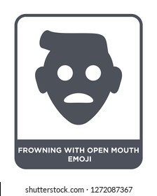 frowning with open mouth emoji icon vector on white background, frowning with open mouth emoji trendy filled icons from Emoji collection, frowning with open mouth emoji simple element illustration
