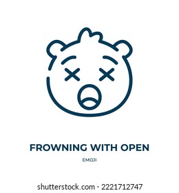 Frowning with open mouth emoji icon. Linear vector illustration from emoji collection. Outline frowning with open mouth emoji icon vector. Thin line symbol for use on web and mobile apps, logo, print 