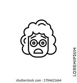 Frowning with open mouth emoji outline vector girl, woman icon with raised eyebrows. Thin line black frowning with open mouth emoji icon, vector simple element illustration from editable emoji concept