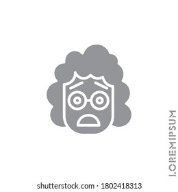 Frowning with open mouth emoji vector girl, woman icon with raised eyebrows. frowning with open mouth emoji icon, vector simple element illustration from editable emoji concept. gray on white 