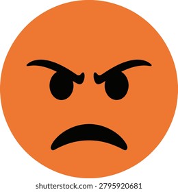 Frowning orange emoji with furrowed brows and scowl, conveying irritation or displeasure.