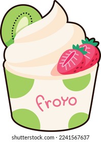 Froyo Frozen Yogurt Icon Element illustration Flat Sticker Black Style