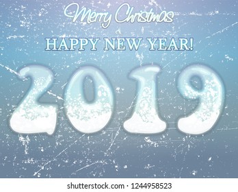 Frozen 2019 New year greeting card, vector illustration