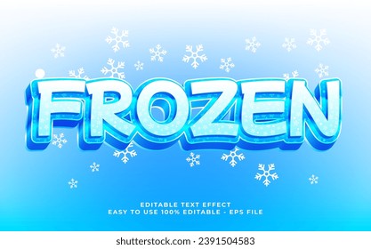 Frozen 3d text effect, editable text fot template headline