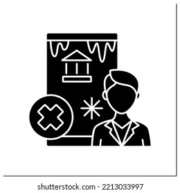 Frozen account glyph icon. Bank or investment account with limited transaction.Suspicious activity.Banking functions concept. Filled flat sign. Isolated silhouette vector illustration