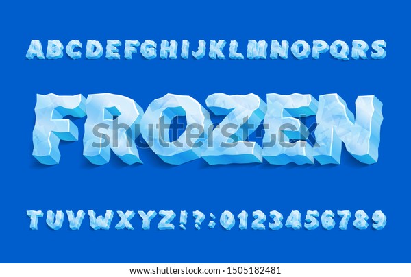 固定アルファベットのフォント 影と3dの氷の文字と数字 タイポグラフィデザイン用のベクター画像のストック書体 のベクター画像素材 ロイヤリティフリー