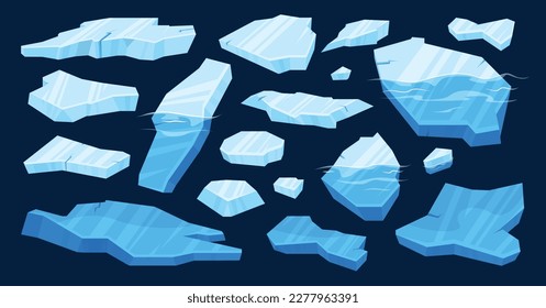 Frozen arctic cracked ice background blue blocks of ice of various sizes vector illustration