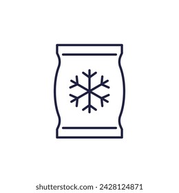 frozen bag icon, ice pack line vector