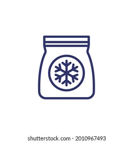 frozen bag line icon, vector