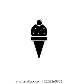 frozen ball in horn with strawberries icon. Element of ice cream icon for mobile concept and web apps. Glyph stylefrozen ball in horn with strawberries icon can be used for web on white background