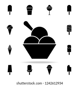 frozen balls in a saucer icon. Ice cream icons universal set for web and mobile