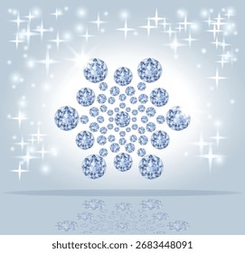 Anuncio congelado con el copo de nieve del diamante, Ilustración vectorial