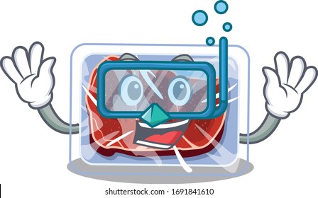 Concepto de diseño de mascotas de buey congelado con gafas de buceo