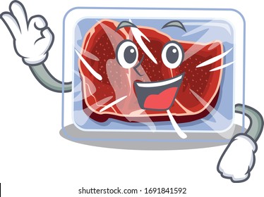 Diseño de mascota de ternera congelada con un dedo gesto de la autorización