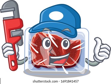 Frozen Beef Smart Plumber Cartoon Character Design With Tool