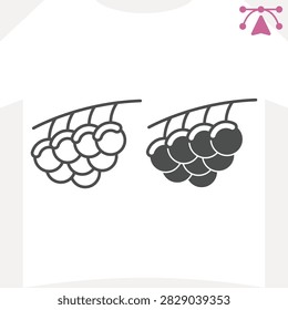 Frozen berries line and solid icon, winter and cold concept. Vector graphics. Sweet winter harvest, berry sign and editable stroke, outline style icon for mobile or web design