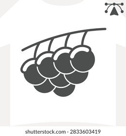 Frozen berries solid icon, winter and cold concept. Vector graphics. Sweet winter harvest, berry sign and editable stroke, glyph style icon for mobile or web design