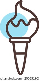 Frozen blue ice cream, illustration, vector on a white background.