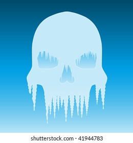 Frozen blue skull made of vector icicles