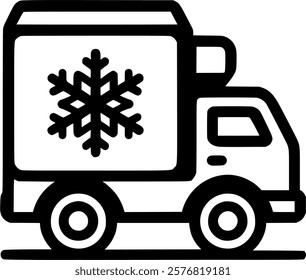 frozen box truck, refrigerated truck, vector art. sign, symbol, vector, art