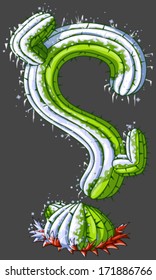 Frozen Cactus shaped like question mark, vector, isolated 