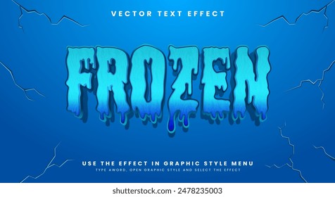 Frozen cartoon style 3d editable text effect template