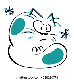 Frozen cat. Vector illustration.