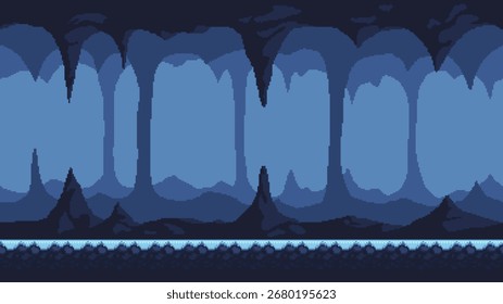 Video Fondo congelado del arte del pixel de la cueva para el juego retro 2D