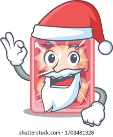 Frozen chicken Santa cartoon character with cute ok finger
