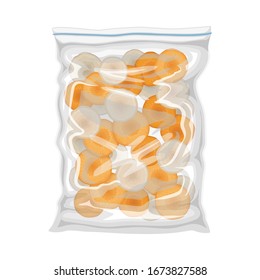 Frozen Chopped Carrot Stored in Plastic Package Vector Illustration