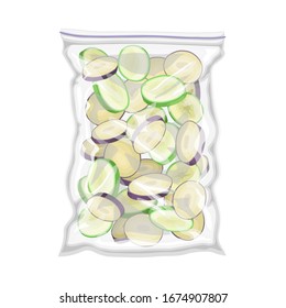 Frozen Chopped Mixed Vegetables Stored in Plastic Package Vector Illustration