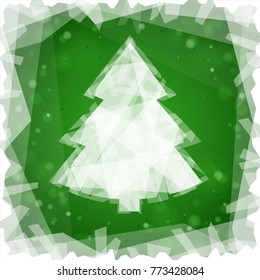 Árvore de Natal congelada em um fundo quadrado verde